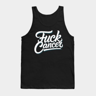 funny fuck ovarian cancer teal ribbon gift cancer survivor Tank Top
